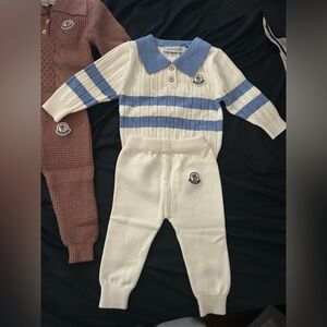 Baby Knit Set with Blue Stripes
